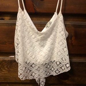 White lace crop top